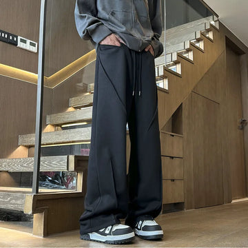 Riolio Black Casual Pants Men Fashion Oversized Wide Leg Pants Men Sweatpants Streetwear Loose Straight Joggers Pants Mens Trousers